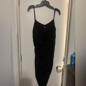 Express Black Ruched Midi Dress